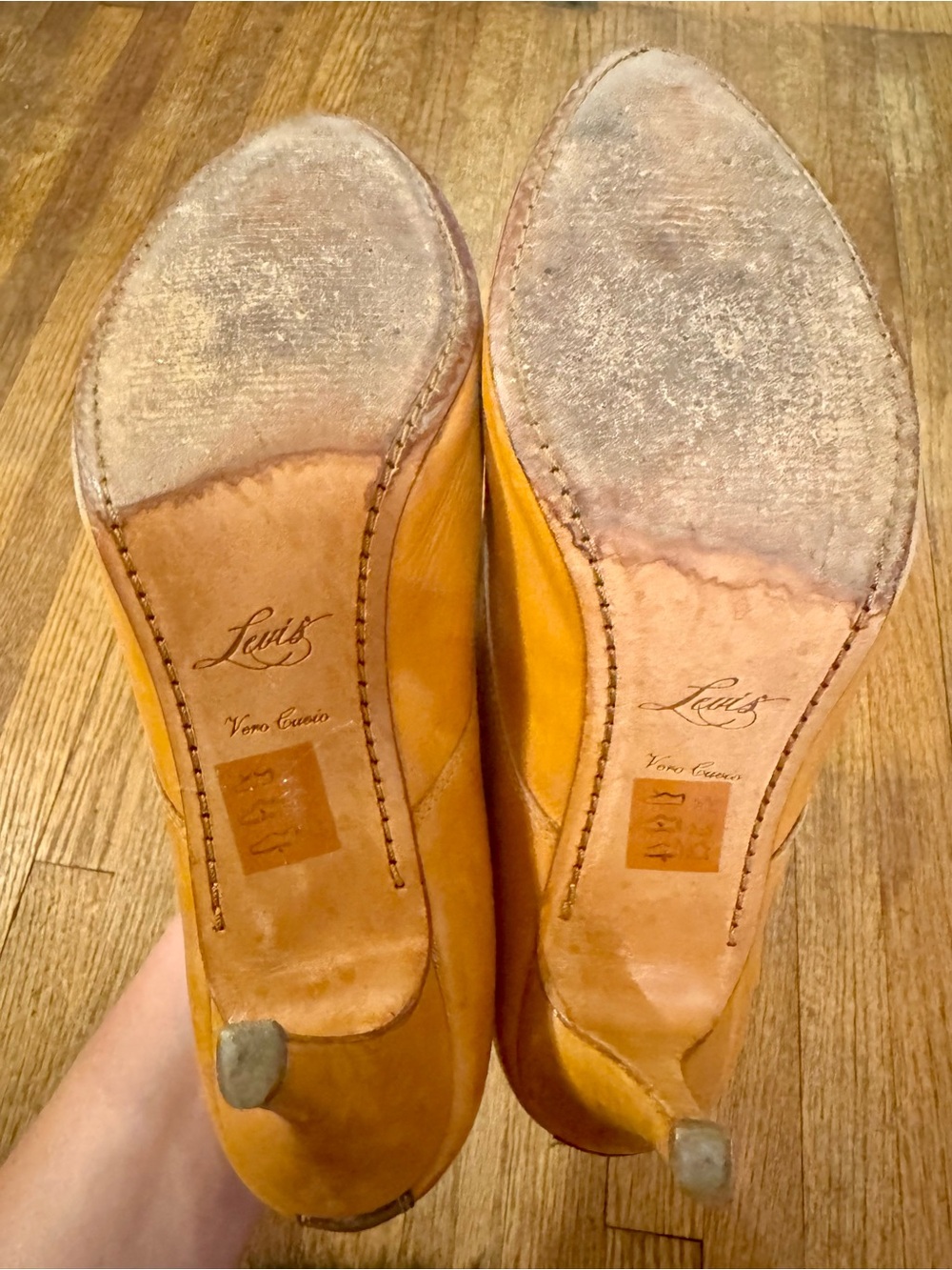 Women’s Pointed Leather Lace-Up Heels in Tan - 41 - Picture 8 of 9